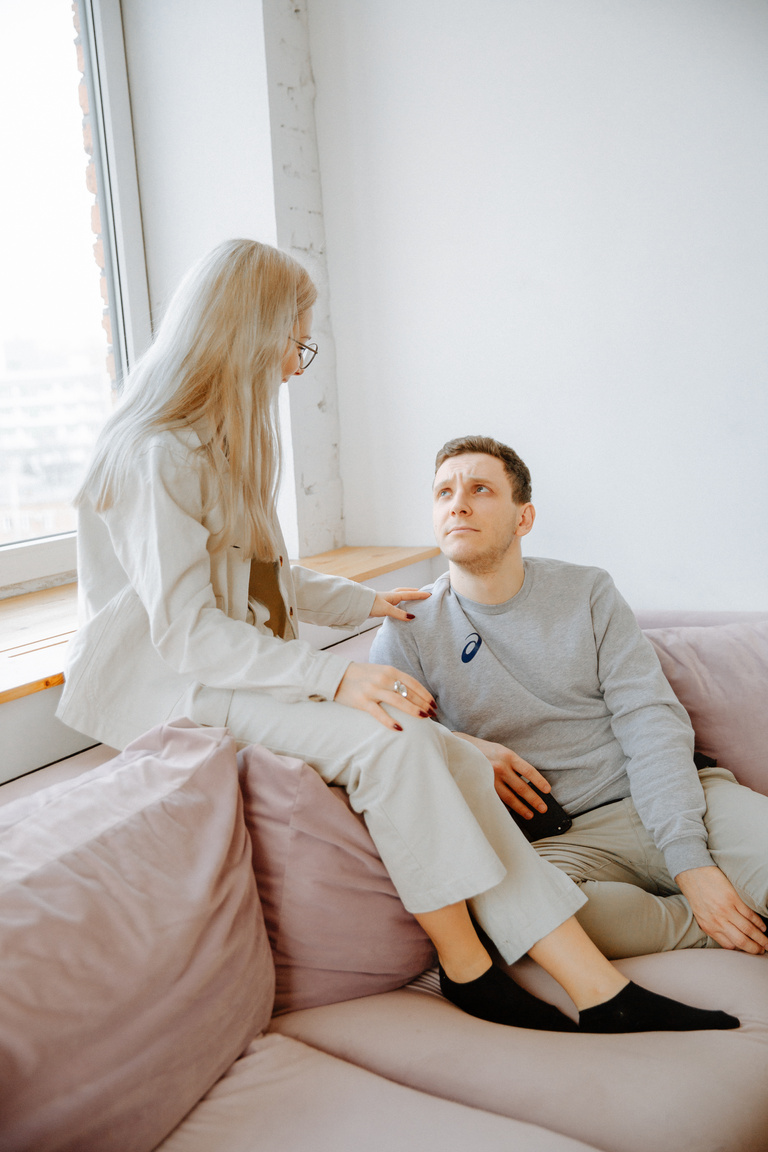 Couple Talking on Couch